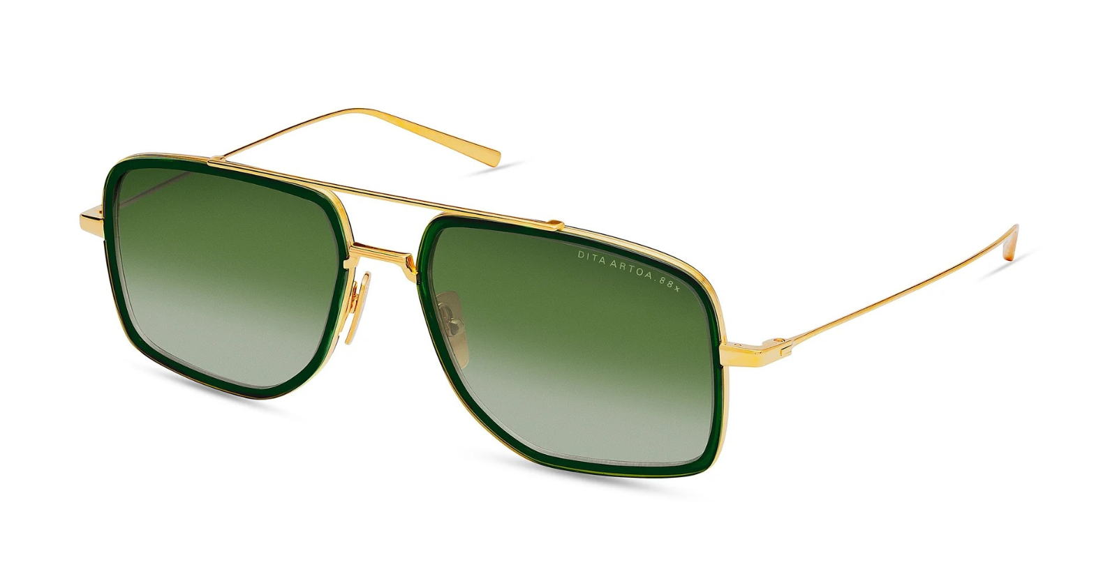 dita artoa.88x yellow gold aviator sonnenbrille in gold und grün mit grünen verlaufsgläsern