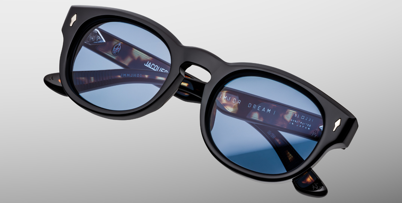 jacques marie mage dr.dream noir ovale sonnenbrille in schwarz mit blauen gläsern