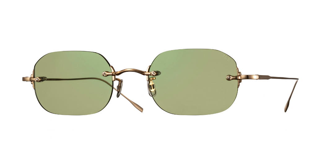 eyevan 1296-1 900 randlose sonnenbrille in gold mit grünen gläsern