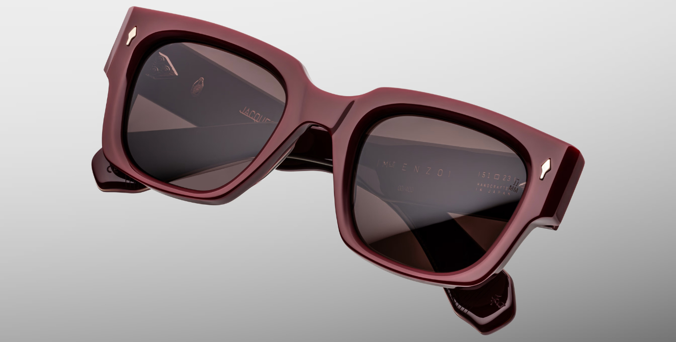 jacques marie mage enzo bordeaux empire eckige sonnebrille in weinrot mit braunen gläsern