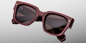 jacques marie mage enzo bordeaux empire eckige sonnebrille in weinrot mit braunen gläsern