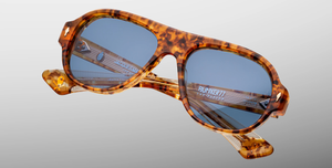 jacques marie mage the player bunker 77 cairo acetatsonnenbrille in havana mit blauen gläsern