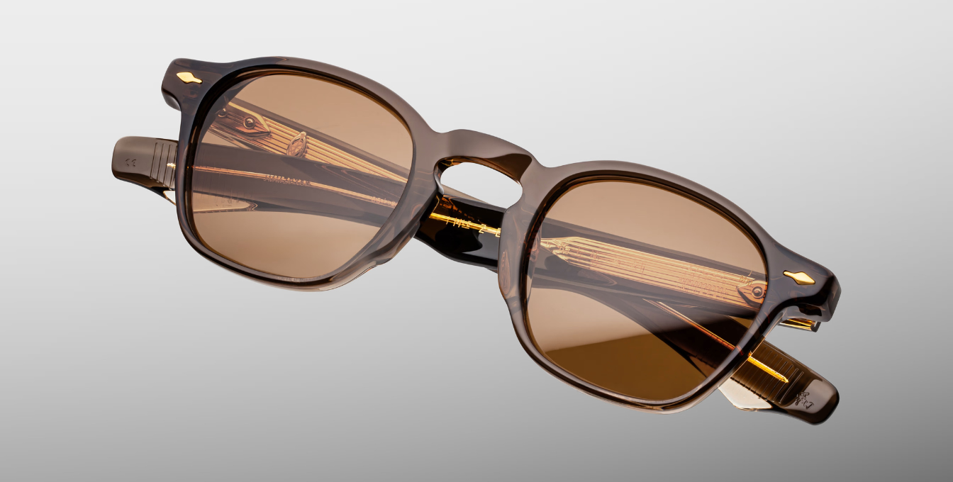 jacques marie mage zephirin 47 london eckige sonnenbrille aus acetat in braun mit orangenen gläsern