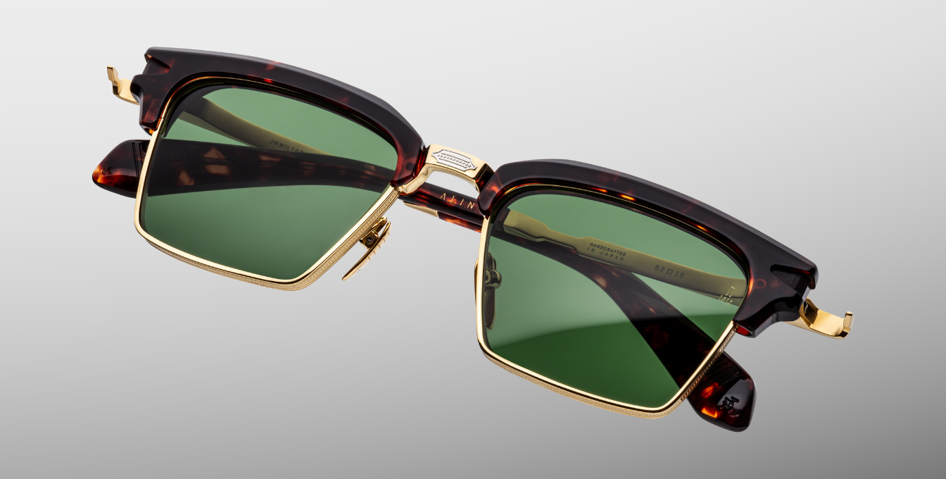 jacques marie mage alin etna eckige sonnenbrille in havana und gold mit grünen gläsern