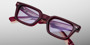 jacques marie mage casablanca cherry eckige sonnenbrille in rot mit violetten gläsern