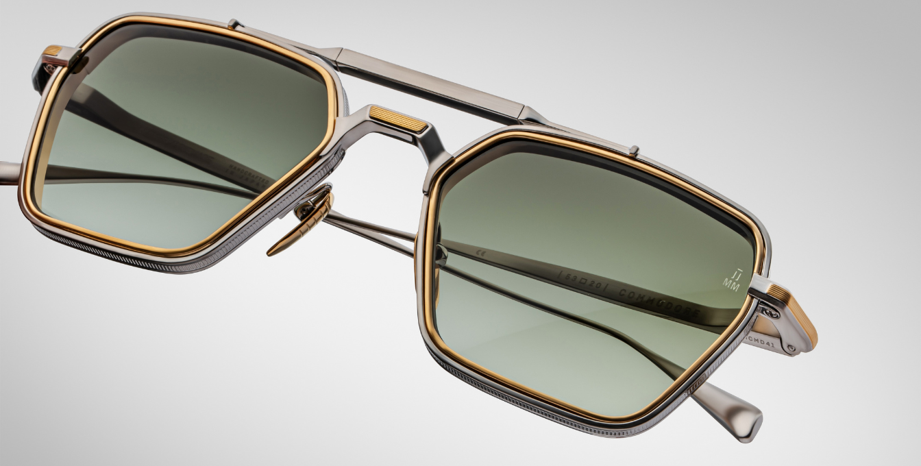 jacques marie mage commodore silver eckige sonnenbrille in silbe rund gold mit grünen verlaufsgläser