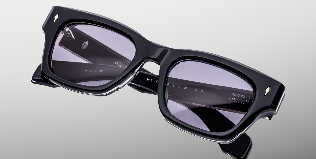 jacques marie mage dealan53 hudson eckige sonnenbrille in dunkelblau mit violetten gläsern