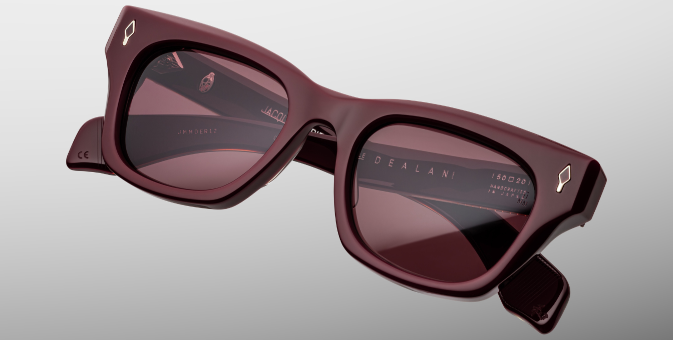 jacques marie mage epoxy II dealan cassis eckige weinrote sonnenbrille mit weinroten gläsern