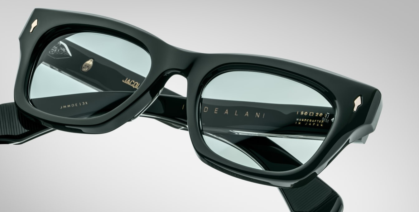 jacques marie mage dealan evergreen eckige sonnenbrille in grün mit grünen gläsern