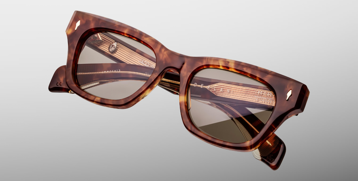 jacques marie mage dealan honeycomb eckige sonnenbrille aus acetat in havana mit braunen gläsern