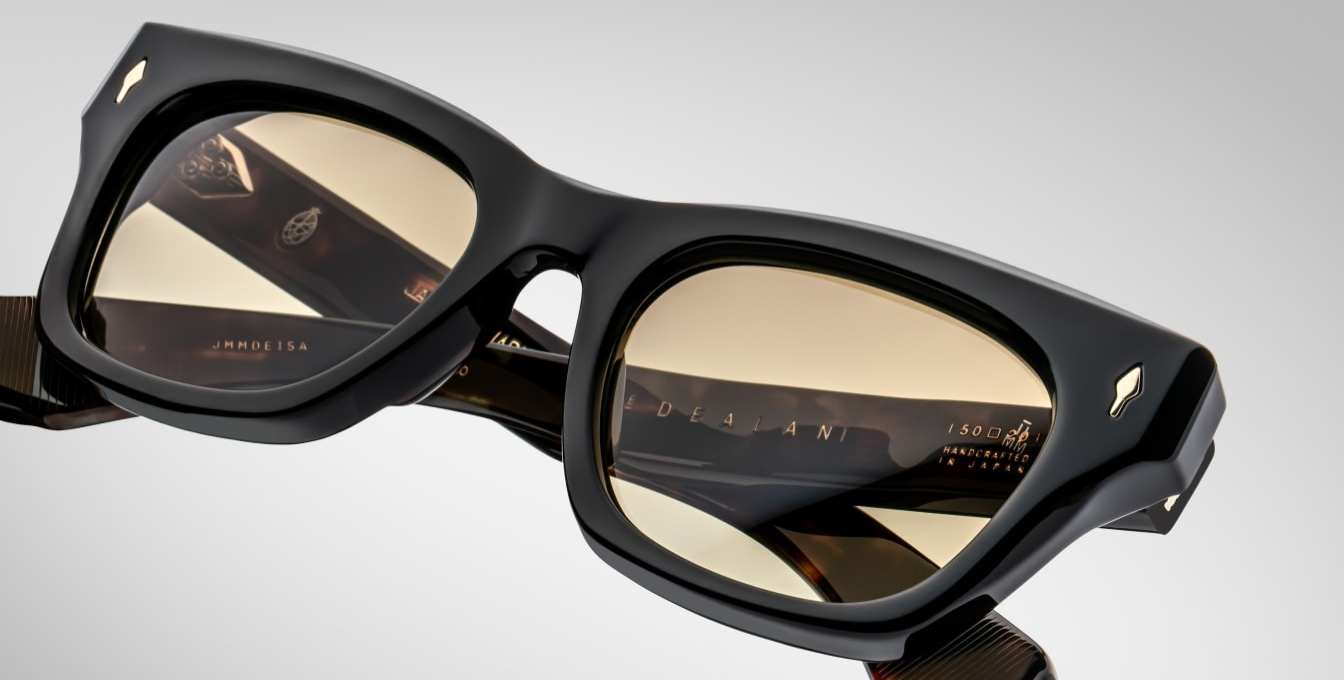 jacques marie mage dealan noir 15 eckige sonnenbrille in schwarz mit braunen gläsern
