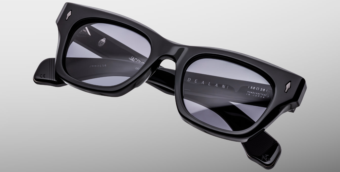 jacques marie mage dealan raven eckige sonnenbrille in schwarz mit grauen gläsern