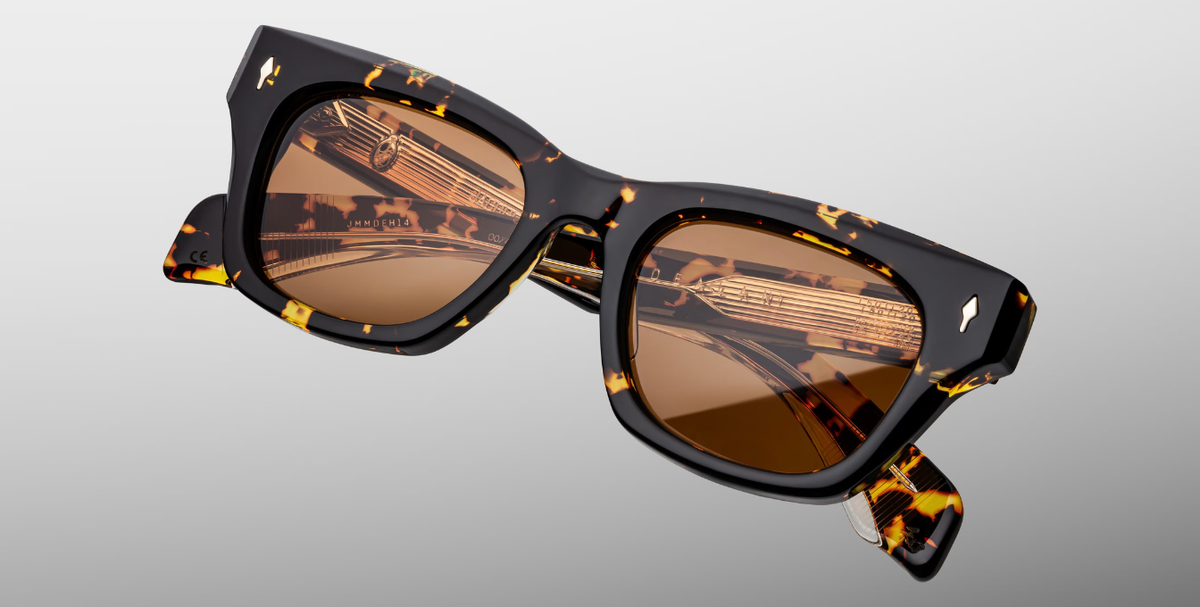 jacques marie mage dealan tokyo eckige sonnenbrille aus acetat in havana mit orangenen gläsern