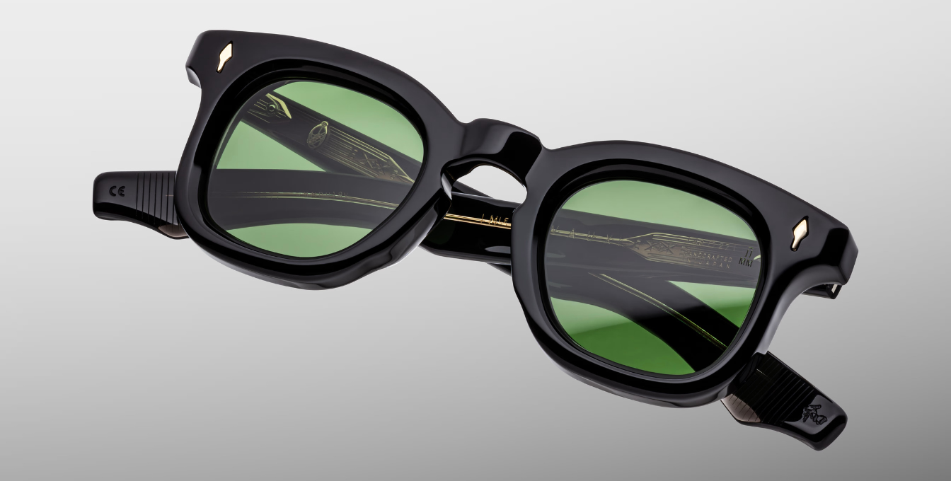 jacques marie mage devaux venom eckige schwarze sonnenbrille mit grünen gläsern