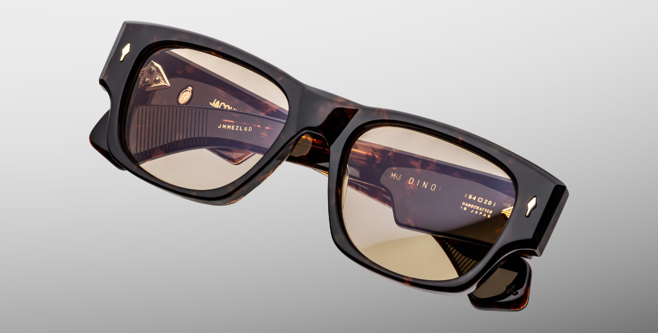 jacques marie mage dini agar eckige sonnenbrille in havana mit leicht gelben gläsern