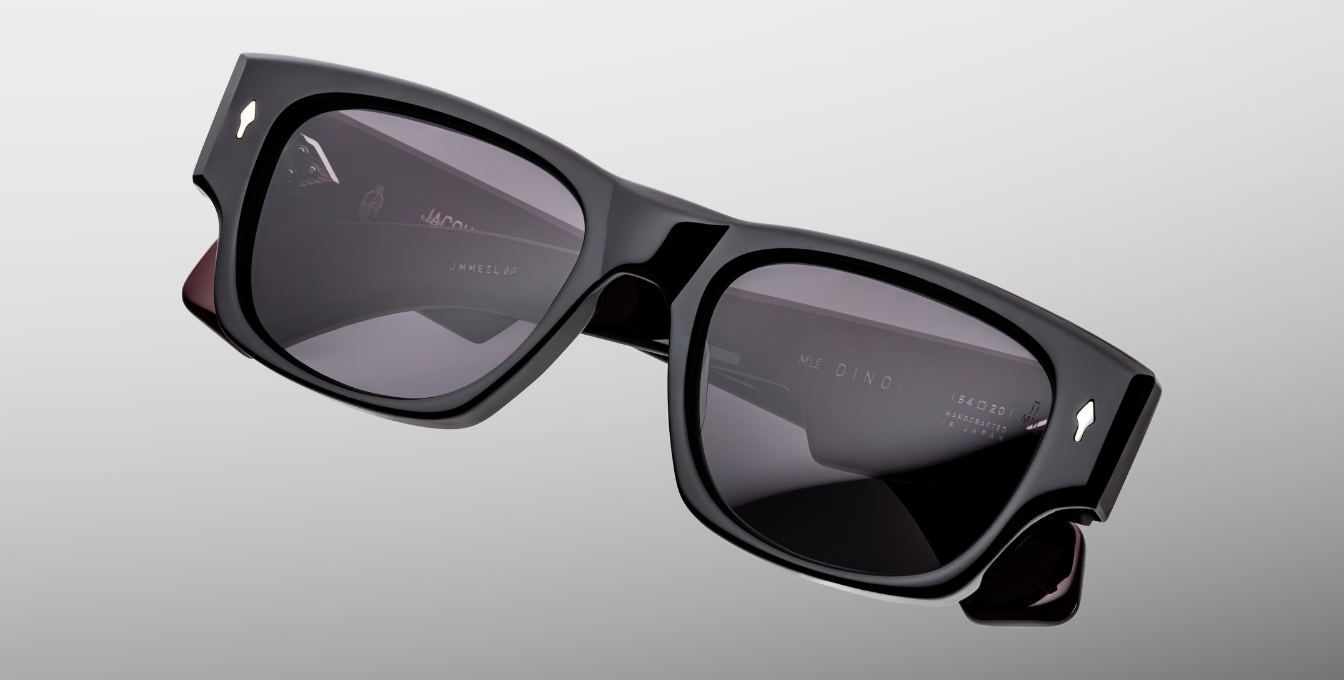 jacques marie mage dino bloodstone eckige sonnenbrille in schwarz mit grauen gläsern