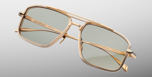 jacques marie mage earl altan eckige sonnenbrille in gold und silber mit grünen gläsern