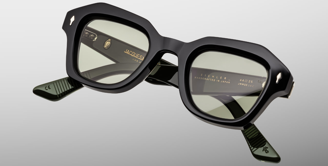 jacques marie mage eichler cobra eckicge sonnenbrille in schwarz mit grünen gläsern