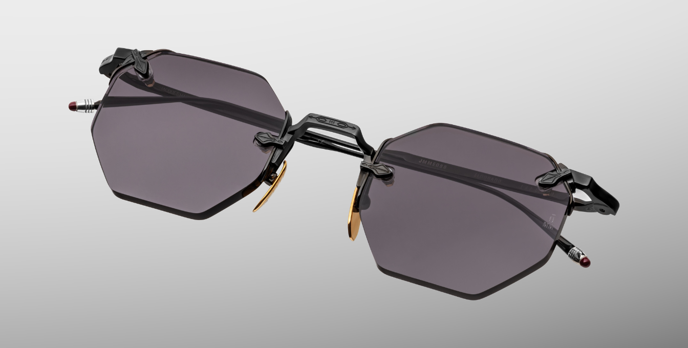 jacques marie mage eldorado black achteckige randlose sonnenbrille in schwarz mit grauen gläsern