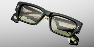 jacques marie mage engel borneo eckige sonnenbrille in grün aus acetat mit grünen gläsern