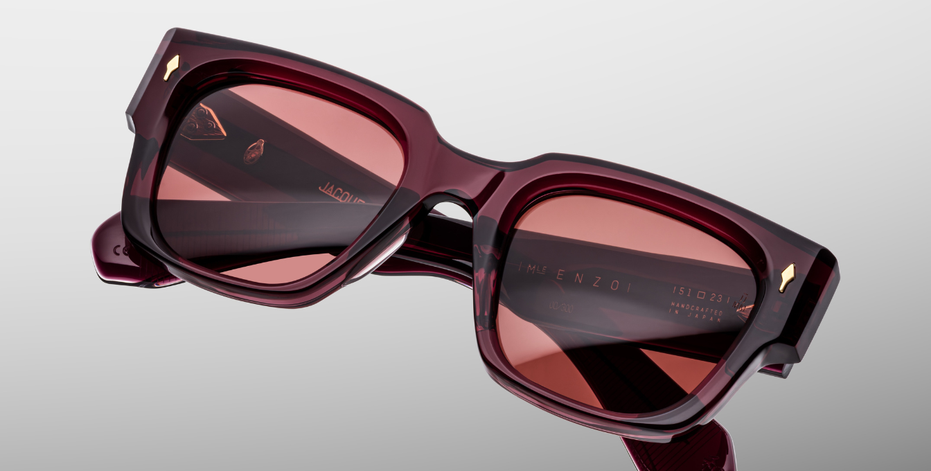 jacques marie mage enzo amarena eckige sonnenbrille in rot mit roten gläsern