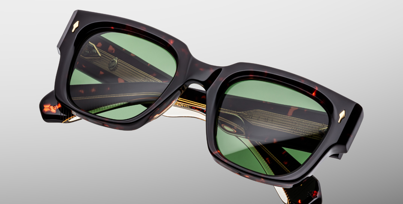 jacques marie mage enzo etna eckige sonnenbrille in havana mit grünen gläsern