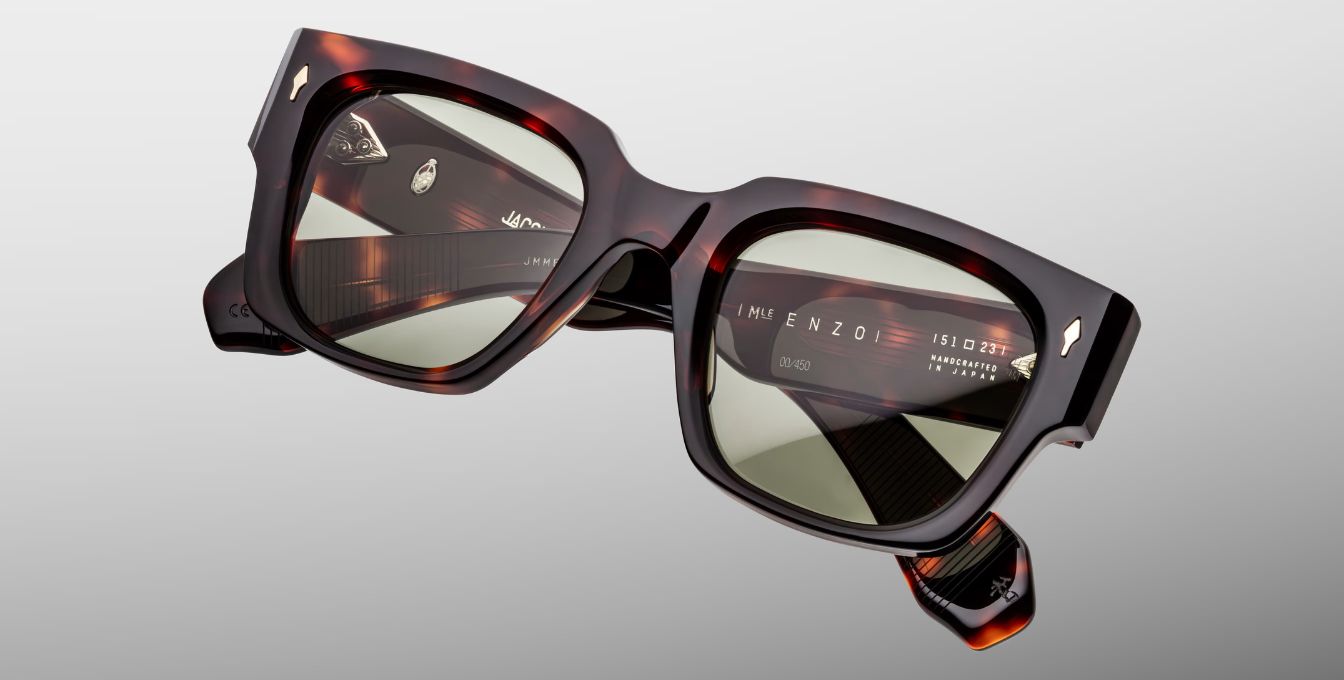 jacques marie mage enzo tenace eckige sonnenbrille in havana und grünen gläsern