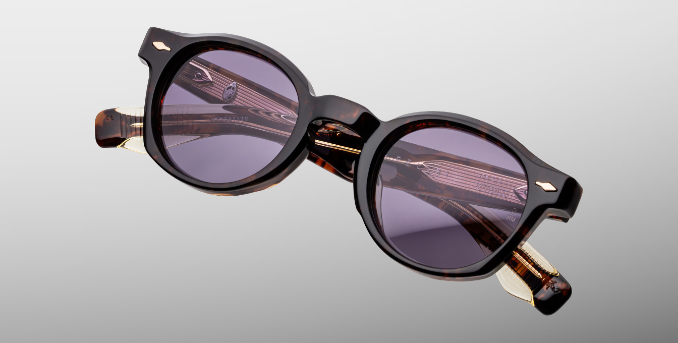 jacques marie mage felix 2 beau pantoförmige sonnenbrille in havana mit violetten gläsern