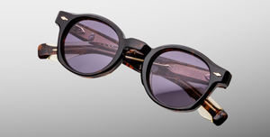 jacques marie mage felix 2 beau pantoförmige sonnenbrille in havana mit violetten gläsern
