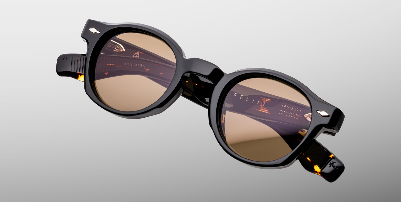 jacques marie mage felix 2 noir9 pantoförmige sonnenbrille in schwarz mit braunen gläsern