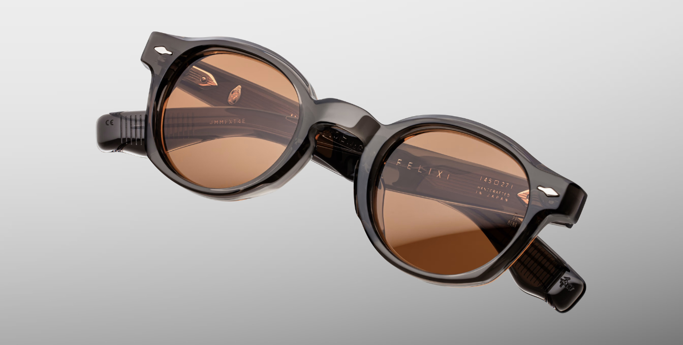 jacques marie mage felix 2 tempest pantoförmige Sonnenbrille in grau mit orangenen gläsern