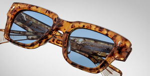 jacques marie mage fellini cairo eckige sonnenbrille in havana mit blauen gläsern