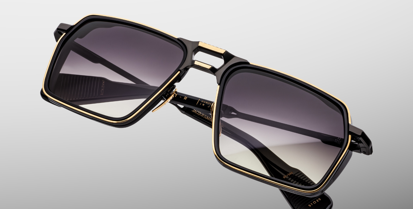 jacques marie mage gt-r bng eckige sonnenbrille in schwarz mit schwarzen verlaufsgläser