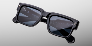 jacques marie mage hemmings lacquer eckige sonnenbrille in blau mit blauen gläsern