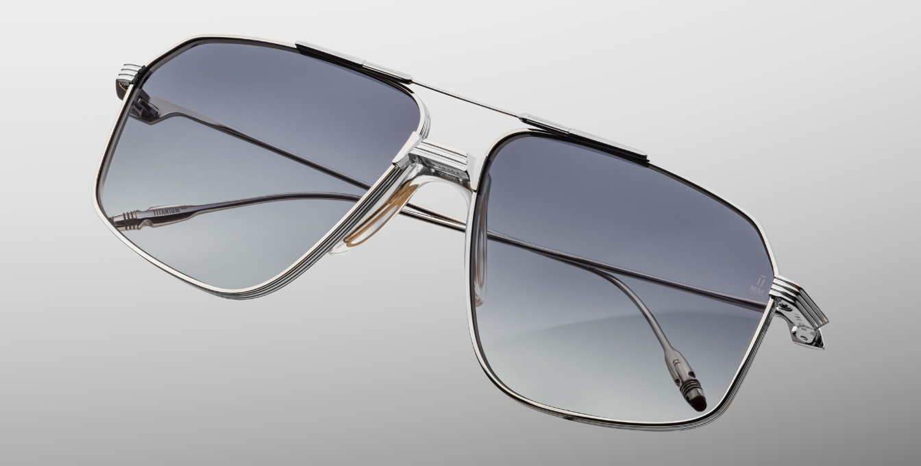 jacques marie mage jagger sulfur aviotor sonnenbrille in silber mit grauen gläsern