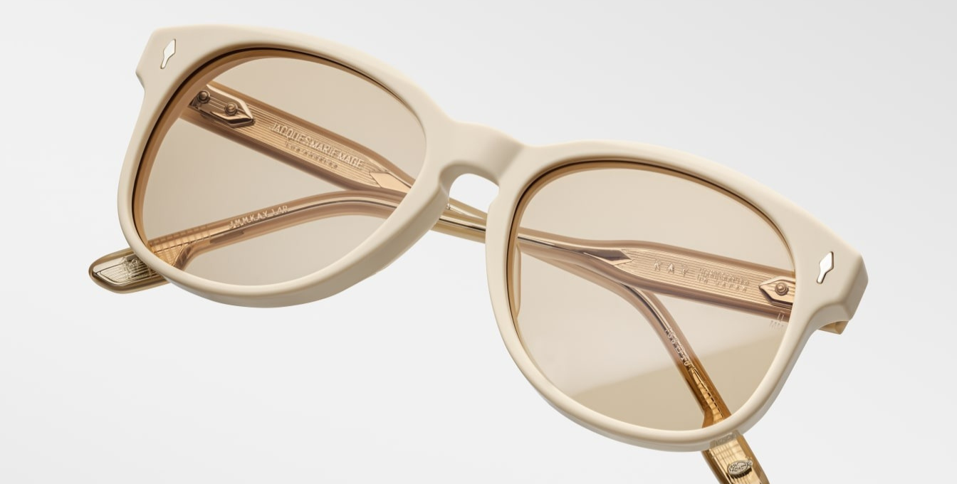 jacques marie mage kay sun suede aviator sonnenbrille aus matt gelben acetat mit gelben gläsern