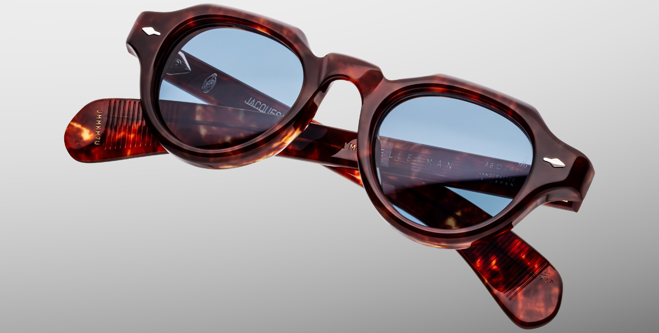 jacques marie mage kellerman breccia pantoförmige acetatbrille in havana mit blauen gläsern