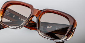 Jacques Marie mage kobo hickory fade eckige sonnenbrille in braun mit hellbraunen gläsern