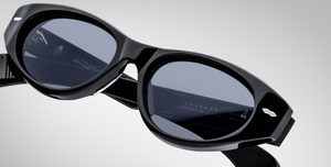 jacques marie mage krasner black ovale sonnenbrille in schwarz mit grauen gläsern