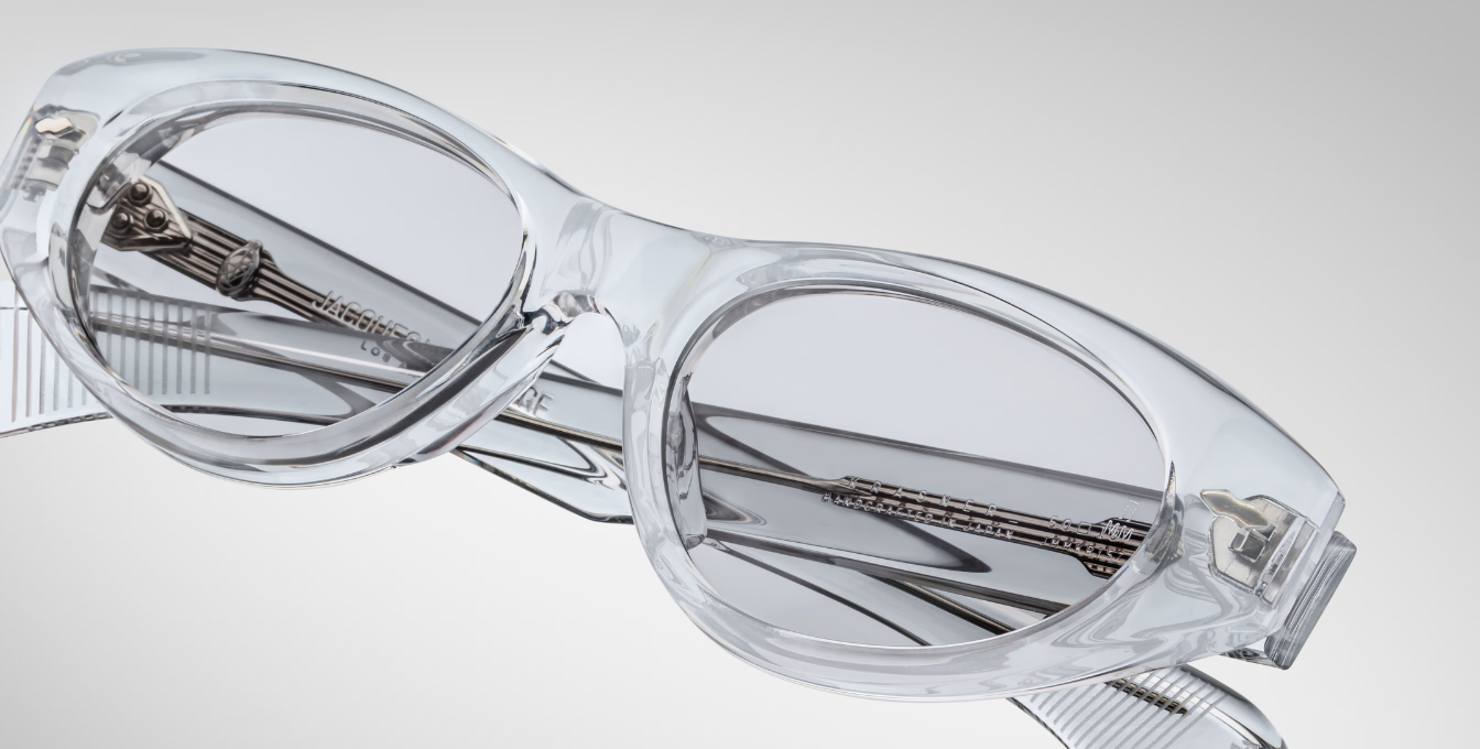 jacques marie mage krasner sulfur ovale sonnenbrille in transparent mit grauen gläsern