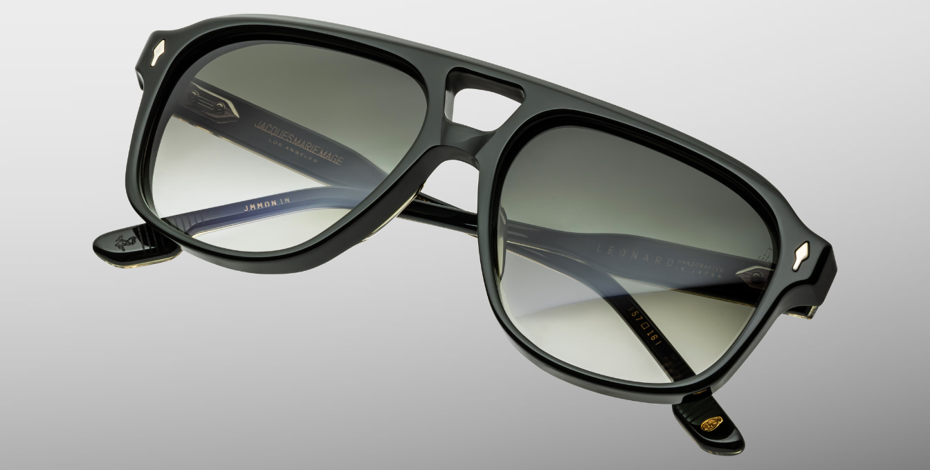 jacques marie mage leonard viper eckige sonnenbrille in schwarz mit grünen verlaufsgläser gläser