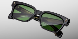 jacques marie mage molino 55 venom eckige sonnenbrille in schwarz mit grünen gläsern