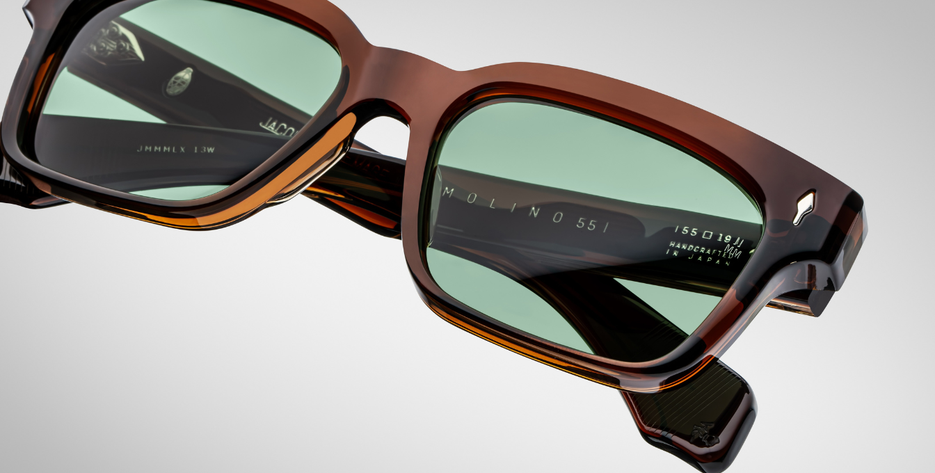 jacques marie mage molino 55 zoltar eckige sonnenbrille in braun mit grünen gläsern