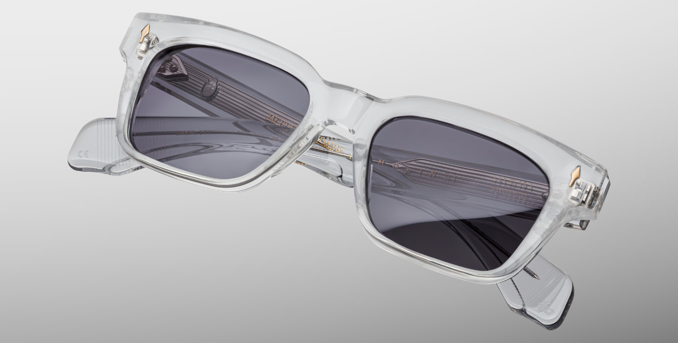 jacques marie mage molino sulfur eckige sonnenbrille in grau transparent mit grauen gläsern
