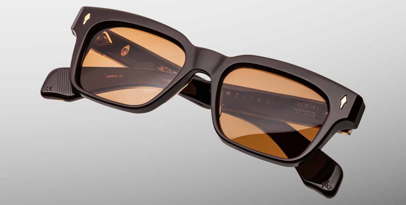 jacques marie mage molino walnut eckige sonnenbrille in braun mit orangenen gläsern
