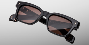 jacques marie mage molino willow eckige sonnenbrille in schwarz mit braunen gläsern