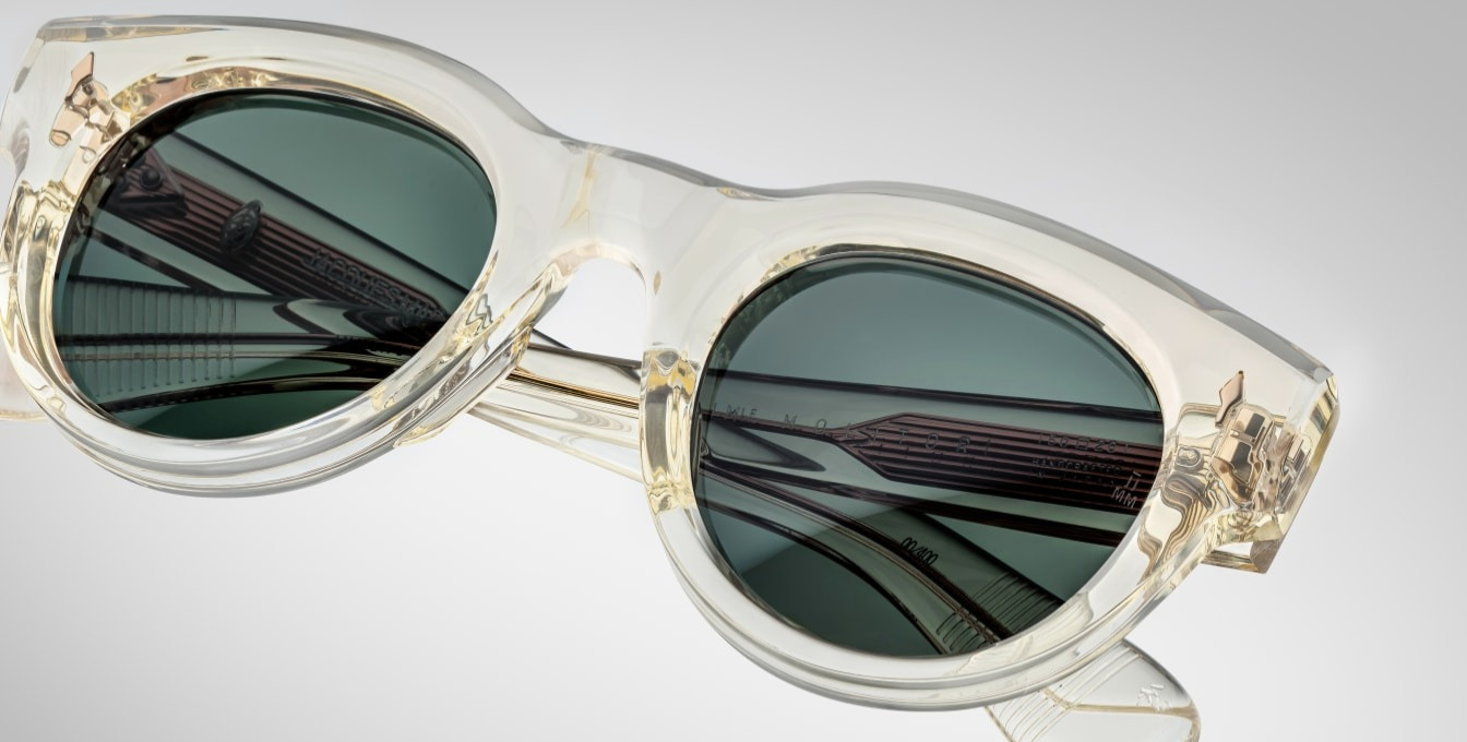 jacques marie mage molitor brut panto sonnenbrille in transparent mit grünen gläsern