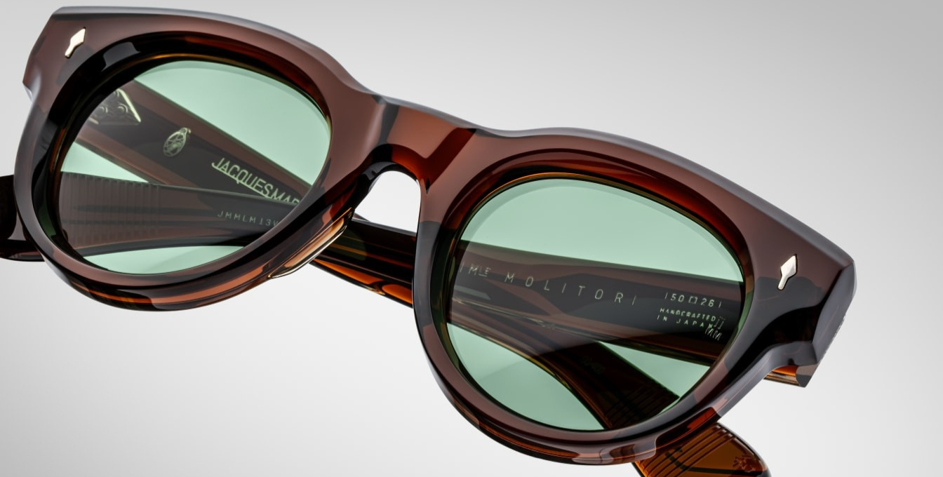 jacques marie mage molitor zoltar panto sonnenbrille in braun mit grünen gläsern