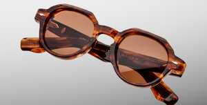 jacques marie mage pontian bourbon pantoförmige sonnenbrille in havana mit braunen gläsern