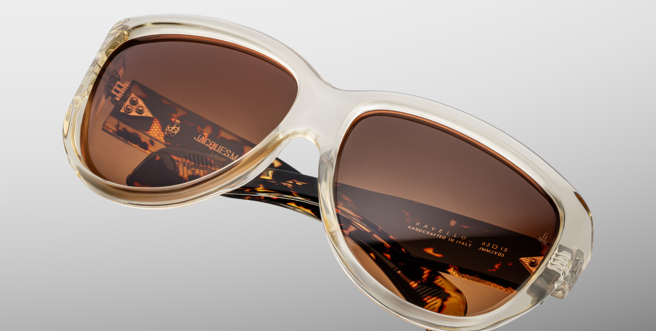 jacques marie mage ravello dun gelbe runde oversized sonnenbrille mit braunen verlaufsgläsern